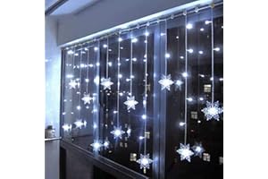 Klighten Cortina de Luces LED Decoración, 3.5 * 0.65M 96 LEDs Cortinas de Luz Impermeable, 8 Modos de Luz Perfecto Fiestas, Bodas, Casa, Jardín, Decoración Navidad, Blanco Frio