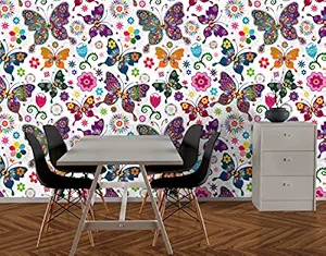 All Your Design Wall Stickers | Self Adhesive Waterproof Birds, Butterfly & Flower Pattern Wallpaper | Vinyl Wall Stickers for Home Decor, Living Room, Bedroom, Hall, Kids Room 10 sq.ft.