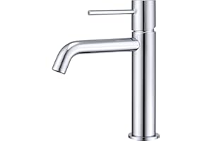 GALYON IMEX Grifo Monomando de Lavabo, Serie Monza BDM039-1, Acabado Cromo, Cartucho Cerámico Ø26 mm, Flexos 3/8" (Cromado)