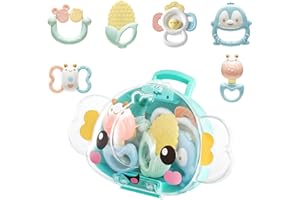 Auby Hochet Anneau de Dentition Lot de 6 avec Boîte Cadeau - Jouet Bébé en TPE Résistant à la Chaleur