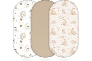 Yukkidds Spannbettlaken Kinderwagen 81x41cm Babybettlaken Kinderwagen, Beistellbett&Stubenwagen mit 360° Gummizug - Weiche Atmungsaktive Matratzenauflagen für Babys Brauner Ballon