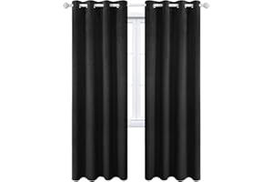 MAXIJIN Velours Rideaux Occultants Épais Isolation Thermique Fenêtre Rideaux & Rideaux Doux Rideaux Obscurcissants 2 Panneau pour Chambre, Salon (2X L 140 X H 245CM, Noir)