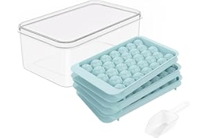 Lesipee Eiswürfelform Bälle, Runde Eiswürfelbehälter Mit Groß Behälter Ice Cube Tray für Gefrierschrank Kreis, Eis, Cocktail, Whiskey, Tee, Kaffee