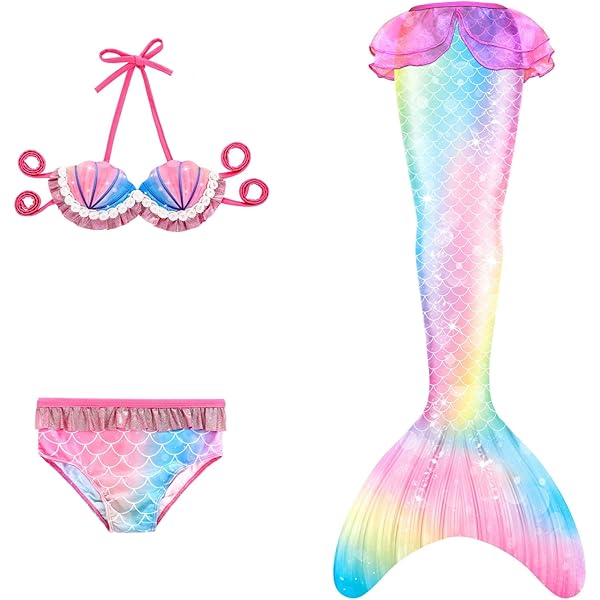 Maillot Bain Antidérapant Maillot De Bain Fille Avec Queue - 2025 - UV50+ - 3 Mois à 11 Ans Maillot Piscine Fille