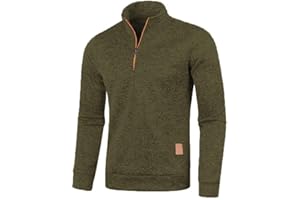 AOOUEKUL Half Zip Pullover Herren Ohne Kapuze Männer für Solid Arbeitspullover Oversize Winter Sport Arbeitspullover Sweater Men