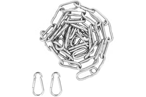 LONGHONEYSONG Kette Edelstahl Stahlkette Edelstahlkette Meterware 1M Diameter 3MM Metallkette Gliederkette Meterware 304 Edelstahl Kette mit Karabiner Kette zum Aufhängen Hundekette Hängesessel Verlängerungskette