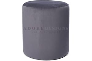 Serenity Headboards VICTORIA ROUND PLUSH VELVET FOOTSTOOL POUFFE DRESSING TABLE SEAT VANITY FOOTREST (Grey)