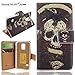 Produktbild Ancerson® PU Leder Tasche Wallet Case Schutzhülle für Samsung Galaxy S5 mini G800 Flip Case Ledertasche Etui Schutz Hülle Handytasche Standfunktion Kartenfächer Magnetverschluss (Weiß Schädel Schwarz)