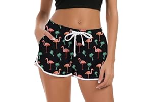 Fanient Women Swim Shorts 3D Graphic Beach Board Shorts Summer Swimwear Bottom Novelty Workout Gym Sport Pants with Adjustable Drawstring XS-XL