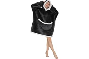 JOREAY Bluza z kapturem oversize – Polar do noszenia, koc dla kobiet i mężczyzn, dla dorosłych, puszysta, duża, wygodna bluza z kapturem