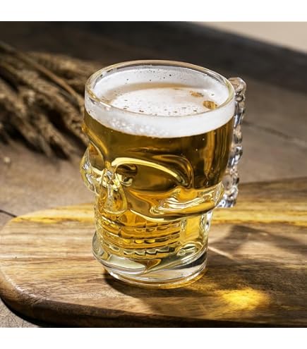 2 Verres à Bière En Forme De Crâne - 500 Ml Verre Épais Avec Poignée - Design Original Pour Bar, KTV, Cadeau - Sans Plomb