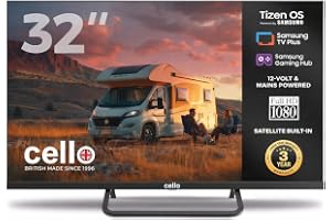 Cello CTRAV-32TZ Smart LED-TV 32" ramlös 12V med Tizen OS från Samsung, Gaming Hub, Pitch Perfect-högtalare, HDMI, Bluetooth, trippel tuner