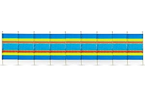 FlickBuyz 4/5/ 6/8/ 10 EXTRA TALL POLE BEACH HOLIDAY CARAVAN CAMPING WINDBREAK TALL WINDBREAKERS COLOURFUL