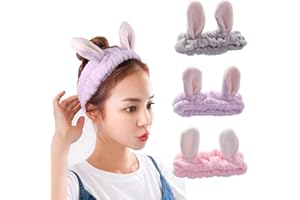 besbomig 3 Pezzi Fasce per Capelli per Donna e Ragazza - Morbido e Carino Elastica Fascia Capelli per Trucco, Doccia, Spa e Cosplay