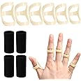 10Pcs Oval Finger Splints & Sleeves Kit, 6 Graduated Trigger Finger Splint & 4 Finger Sleeves for Trigger/Mallet/Arthritis/Straightening, Finger Brace Support for Thumb/Middle/Ring/Index/Pinky(Size