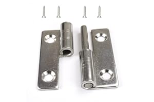 XCYROIIY 4Pcs 2inch Long Steel Small Slip Joint Flag Hinge-Lift Off Left Handed Lid Door,304 Stainless Steel