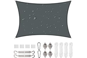 NAKIHOUSE Sonnensegel Wasserdicht mit Befestigungs Kit, 2 x 3 m UV Schutz Sonnenschutz Segel für Garten, Balkon & Terrasse (Grau)