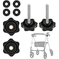 2 Pack Rollators Walker Replacement Arm Adjustment Knobs Rollator Walker Accessories Adjustable Height Arm Track Bolt Set Walker Handle Grips Screw with Knob M6 T Track Bolts for Walker Attachment