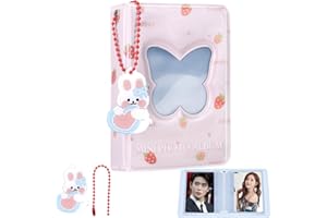 KeCool 3 Zoll Kpop Photocard Binder, 40 Pockets Photocard Holder Kpop Niedlich Mini Photo Kpop Album, Butterfly Hollow Kpop Binder Photo Card Holder with Lovely Pendant für Fotosammlung