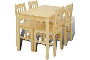 JINPALAY Conjunto Mesa y 4 Sillas Comedor Cocina de Madera Pino Moderno Mesa Cocina con Sillas 108 cm x 65 cm x 75 cm (Natural)