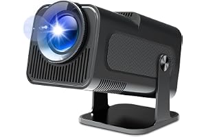 HY320N 1080P bärbar miniprojektor med 4K-avkodning, WiFi 6, Bluetooth 5.0, Android 11, 180° rotation, trapetskorrigering, upp