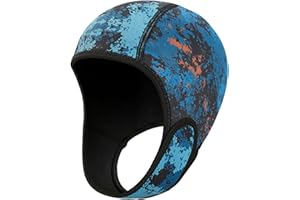 JISADER Bonnet de Bain avec Mentonnière, Nager Casquette 2mm, Cagoule de Plongée en Néoprène, Chapeau de Natation pour Plongée en Apnée, Sports Nautiques