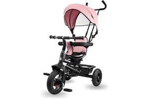 HyperMotion Tricycle Bébé Évolutif 3-en-1 - Tricycle Enfant 1-4 Ans (20 kg) - Poussette avec Guidon Parental, Siège Pivotant 360°, Design Moderne pour Garçon et Fille