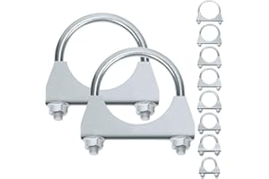 Keadic 2 Stück 2-1/2" verzinkte Auspuffschellen, Universal-Schalldämpfer-Auspuffschellen, 63mm Sattelflansch-Schalldämpfer-Bügelschelle für 2-1/2" OD-Rohr