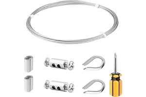 ABIMARS Wire Rope 1.5 mm, 6 m Stainless Steel Wire Cable with Turnbuckle, 7x7 Strands Metal Garden Rope for Picture Hanging, Clothes Line, Fence, Climbing Plants, String Lights Hanging, Net Curtain