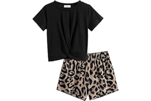 Arshiner Ragazze Set di Abbigliamento Casual Maglietta con pantaloncini Moda Sportiva Estiva Completi e Coordinati per Bambine e Ragazze