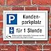 Produktbild Schild Kundenparkplatz Privatparkplatz Parkscheibe 1 Stunde 3 mm Alu-Verbund 300 x 200 mm