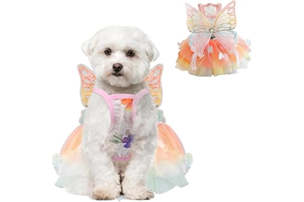 Dog Dress Female, Dog Clothes for Small Dogs with Princess Bow Female Dog Clothes Orange Party & Photo Outfit Suitable for Cute Puppies Weighing 11 to 15 Pounds