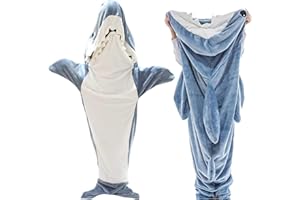QQYXCA Hai Decke Erwachsene, Shark Blanket Superweicher Shark Hai Schlafsack hai Onesie Damen Hoodie Shark Tragbare Herren Warmer Decke(XL Anwendbare Höhe153-165cm