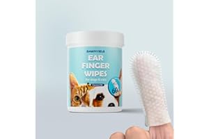 DAWNYIELD Lingettes Nettoyantes pour Oreilles de Chien, 60 Lingettes Auriculaires pour Chiens et Chats Apaisement Régulier Contrôle des Odeurs Réduire la Saleté et L'accumulation de Cire