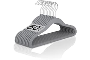 AVOS-DEALS-GLOBAL - Baby Grey Velvet Clothes Hanger, 50 Pack, Ultra-Thin Space Saving Organizers, Non-Slip Nursery Hangers for Babies, Infants, Toddlers and Kids (Grey)