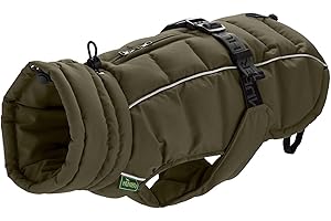 HUNTER Hundemantel Paxson, Farbe: Oliv, stylischer Puffermantel, wasserabweisend, reflektierende Details, idealer Sitz, warme Wattierung, maschinenwaschbar, Größe: 40