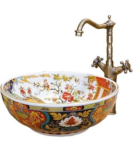 Handbemaltes Talavera Waschbecken Aus Mexiko – 43,2 X 35,6 Cm, 12,7 Cm Tief, Mit 3 Überlauf- Und Standardablaufloch