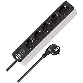 Brennenstuhl Ecolor Power Strip with 5 Outlets (1.5 m Cable, with Switch | Power Strip with Switch and 1.5 m Cable - Black/Wh