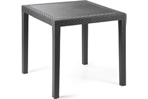 IPAE PROGARDEN PROGARDEN Table Basse King en résine synthétique Imitation rotin Osier Noir Anthracite Bar Maison