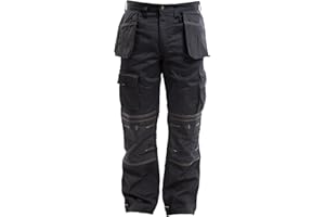 Apache Workwear Men's Site Trousers | APKHT Polycotton Holster Trouser | Black 22W x 31L | Cordura Side Cargo Pocket | Low Rise Comfort Waist | Reinforced Hem Knee Pad and Phone Pocket