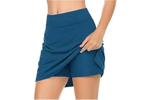 SKANG Damen Rock mit Innenshorts Tennisrock Hohe Taille Sportrock mit Hose Kurz Golfrock Golf Sport Hosen Laufrock 2 in1 Sport Leggings mit Rock Dehnbar Laufenrock