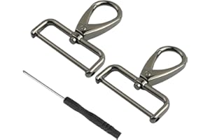 UZYXC 2Pcs Mousqueton Sac a Main, 38mm (1 Pouce) Anneau en D Détachable avec Fermoir à Vis en Métal pour la Fabrication de Sacs à Main et Porte-Clés, Noir