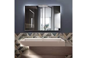 STYLE GLASS specchio con luce SOLE 120x70 cm - Specchio da parete con luci LED - Specchio bagno con kit di fissaggio - Specchio da parete moderno - Luce specchio bagno