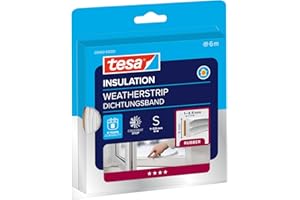 ‎TESA tesa INSULATION S taśma uszczelniająca - samoprzylepna uszczelka gumowa do izolacji szczelin w oknach i drzwiach - biała - 6 m x 9 mm x 4 mm