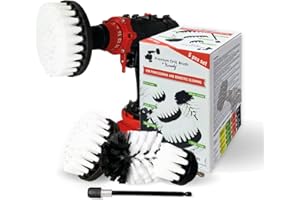 Kornely™ Brosse de Perceuse Premium- Extra Douce, Blanche, 5 Pièces SET. Pour Nettoyage Professionnel. Ne Raye Pas les Surfaces. Pour Nettoyer les Tapis,Cuir,Tapisserie,Meubles et Intérieur de Voiture