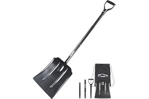 COFIT 120cm Pala Nieve Coche Trabajo Pesado Alluminio, Picas Ancha Portátil Jardineria, Hielo, Arena, Barro Herramienta Remoción para Calzada al Aire Libre Camping, Negro