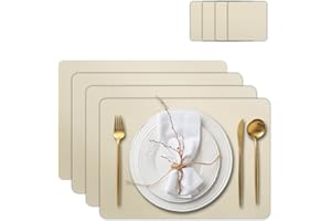 Casaido Platzdeckchen Abwaschbar, Tischsets Leder Und Untersetzer, Tischset Set Mit 4 Untersetzern Und 4 Platzsets Abwaschbar