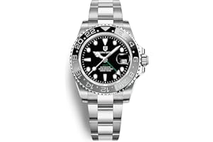 PAGRNE DESIGN Pagani Design GMT Orologio da Uomo Orologio Meccanico Automatico Acciaio Inossidabile Impermeabile 100M, Data, Luminoso, Lunetta in Ceramica, Vetro Zaffiro Orologi da Polso