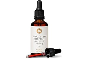 ‎SUNDAY NATURAL SUNDAY NATURAL® Vitamin B12 hochdosiert - 500 µg pro Vitamin B12 Tropfen – Bioaktive Formen B12 Methylcobalamin + Adenosylcobalamin – 900 Tropfen – Laborgeprüft, vegan, ohne unnötige Zusätze