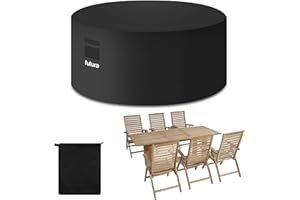 Futura Premium Round Garden Furniture Covers Waterproof 230x100cm, Heavy Duty 600D Oxford Fabric Round Garden Table Cover, PVC Lined Round Patio Table Cover with Air Vents and UV Safe
